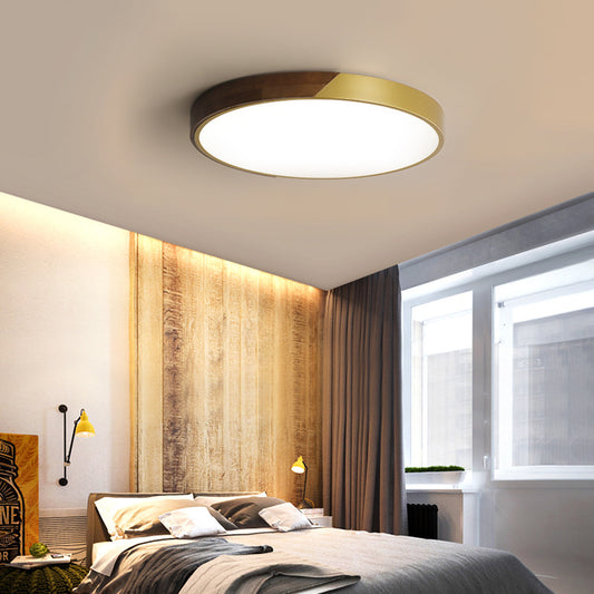12"/16"/19.5" Dia Round Flush Mount Ceiling Light Simple Metal and Wood LED Gold Ceiling Mount Light for Bedroom in Warm/White/Neutral Clearhalo 'Ceiling Lights' 'Close To Ceiling Lights' 'Close to ceiling' 'Flush mount' Lighting' 152239