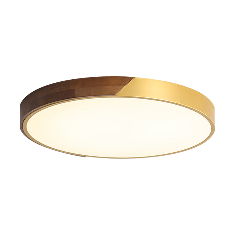 12"/16"/19.5" Dia Round Flush Mount Ceiling Light Simple Metal and Wood LED Gold Ceiling Mount Light for Bedroom in Warm/White/Neutral Clearhalo 'Ceiling Lights' 'Close To Ceiling Lights' 'Close to ceiling' 'Flush mount' Lighting' 152241