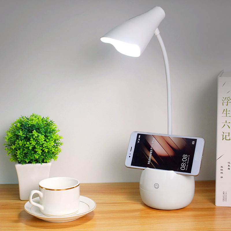 Eye-Caring Flexible Gooseneck Desk Light Pen Holder Design LED USB Charging Reading Light in Blue/Pink/White/Yellow Clearhalo 'Desk Lamps' 'Lamps' Lighting' 1522925