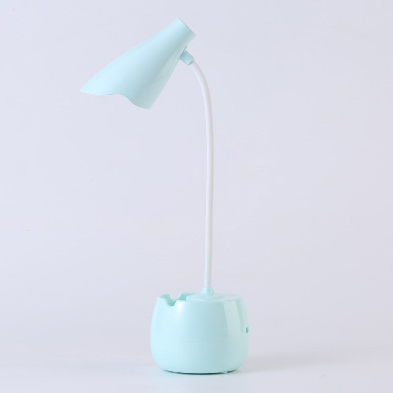 Eye-Caring Flexible Gooseneck Desk Light Pen Holder Design LED USB Charging Reading Light in Blue/Pink/White/Yellow Clearhalo 'Desk Lamps' 'Lamps' Lighting' 1522928