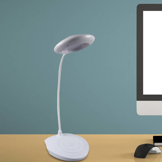 Plastic Circle Shade Standing Desk Lamp for Bedside Modern LED USB Charging Table Light in White Clearhalo 'Desk Lamps' 'Lamps' Lighting' 1522951