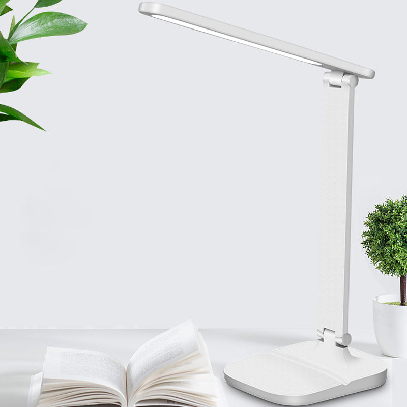 White Oblong Shade Desk Lamp Simple Style Plastic LED Rotatable Lamp for Bedside Reading Clearhalo 'Desk Lamps' 'Lamps' Lighting' 1522959