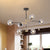 Simple Style Line Chandelier 6/8/10-Head Metal Hanging Light with Amber/Clear/Smoke Glass Ball Shade for Study Room 6 Smoke Gray Clearhalo 'Ceiling Lights' 'Chandeliers' 'Clear' 'Glass shade' 'Glass' 'Industrial' 'Modern Chandeliers' 'Modern' 'Tiffany' 'Traditional Chandeliers' Lighting' 1523053