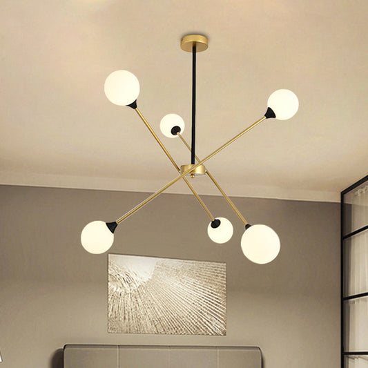 Spark Shape Hanging Light Simple Style Metal Chandelier Light with Orb Shade for Restaurant Clearhalo 'Ceiling Lights' 'Chandeliers' 'Clear' 'Industrial' 'Modern Chandeliers' 'Modern' 'Tiffany' 'Traditional Chandeliers' Lighting' 1523077