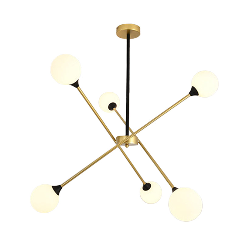 Spark Shape Hanging Light Simple Style Metal Chandelier Light with Orb Shade for Restaurant Clearhalo 'Ceiling Lights' 'Chandeliers' 'Clear' 'Industrial' 'Modern Chandeliers' 'Modern' 'Tiffany' 'Traditional Chandeliers' Lighting' 1523078