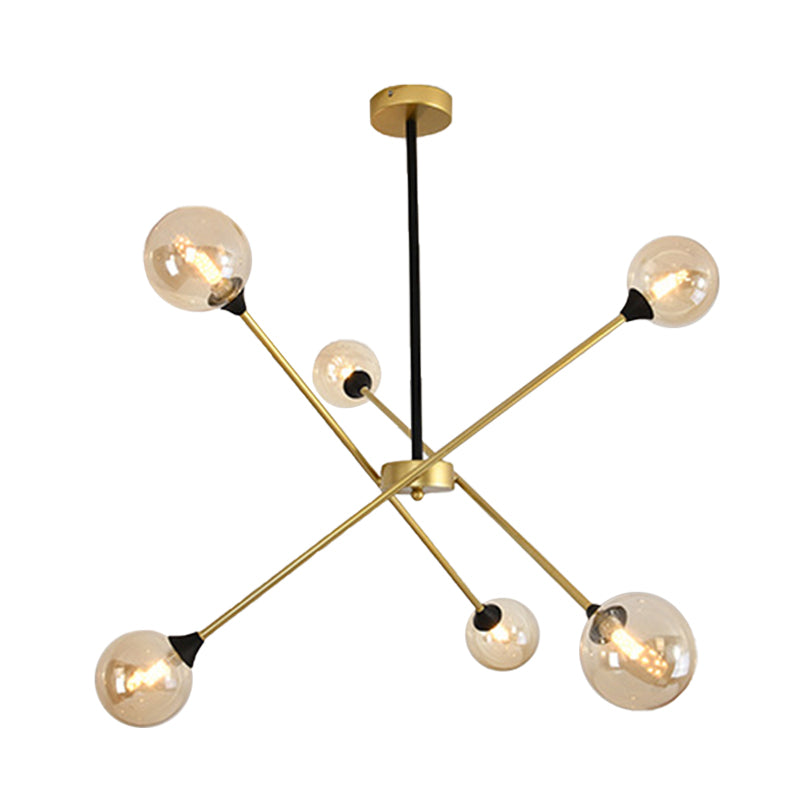 Spark Shape Hanging Light Simple Style Metal Chandelier Light with Orb Shade for Restaurant Clearhalo 'Ceiling Lights' 'Chandeliers' 'Clear' 'Industrial' 'Modern Chandeliers' 'Modern' 'Tiffany' 'Traditional Chandeliers' Lighting' 1523083