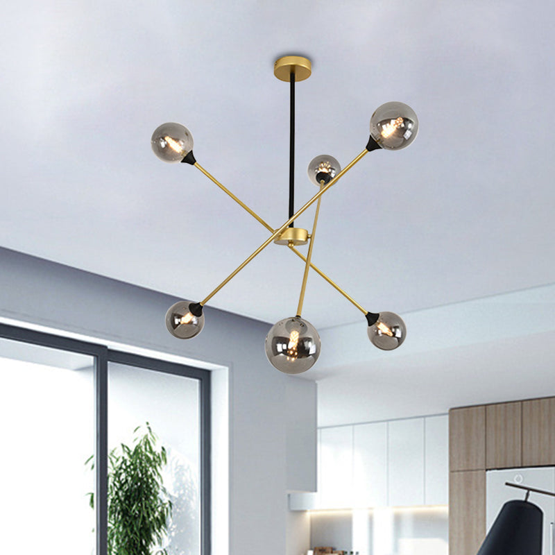 Spark Shape Hanging Light Simple Style Metal Chandelier Light with Orb Shade for Restaurant Clearhalo 'Ceiling Lights' 'Chandeliers' 'Clear' 'Industrial' 'Modern Chandeliers' 'Modern' 'Tiffany' 'Traditional Chandeliers' Lighting' 1523085