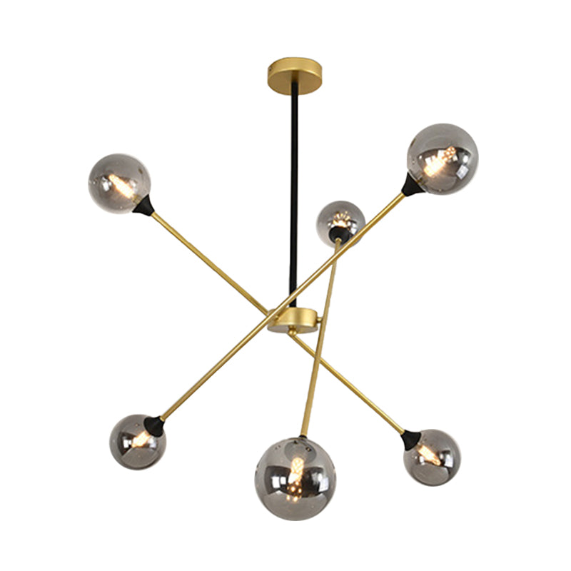 Spark Shape Hanging Light Simple Style Metal Chandelier Light with Orb Shade for Restaurant Clearhalo 'Ceiling Lights' 'Chandeliers' 'Clear' 'Industrial' 'Modern Chandeliers' 'Modern' 'Tiffany' 'Traditional Chandeliers' Lighting' 1523086