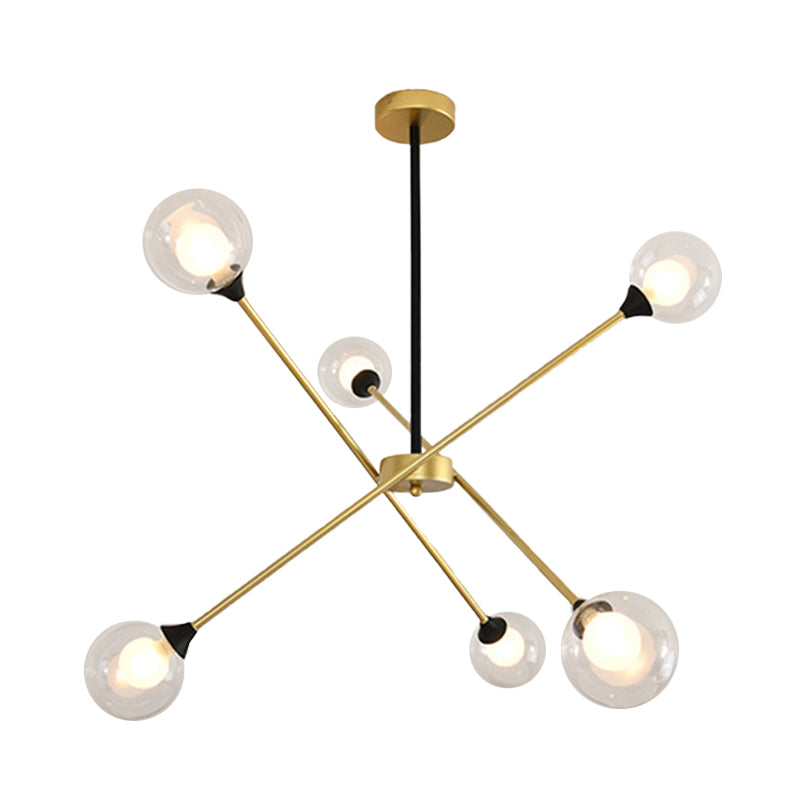 Spark Shape Hanging Light Simple Style Metal Chandelier Light with Orb Shade for Restaurant Clearhalo 'Ceiling Lights' 'Chandeliers' 'Clear' 'Industrial' 'Modern Chandeliers' 'Modern' 'Tiffany' 'Traditional Chandeliers' Lighting' 1523089
