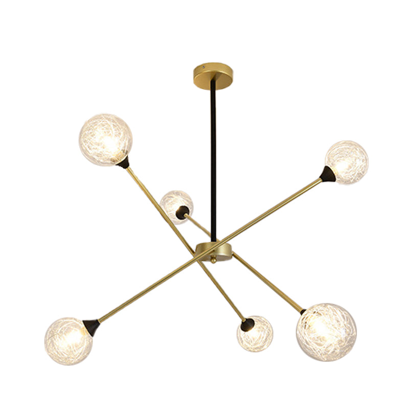 Spark Shape Hanging Light Simple Style Metal Chandelier Light with Orb Shade for Restaurant Clearhalo 'Ceiling Lights' 'Chandeliers' 'Clear' 'Industrial' 'Modern Chandeliers' 'Modern' 'Tiffany' 'Traditional Chandeliers' Lighting' 1523092