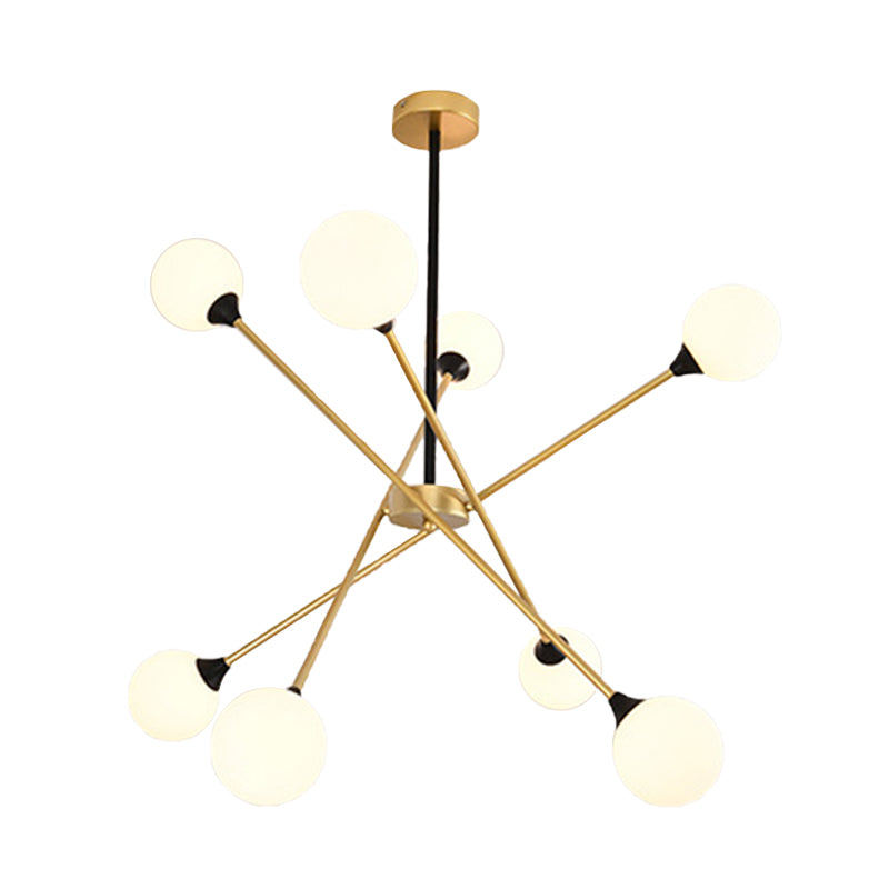 Spark Shape Hanging Light Simple Style Metal Chandelier Light with Orb Shade for Restaurant Clearhalo 'Ceiling Lights' 'Chandeliers' 'Clear' 'Industrial' 'Modern Chandeliers' 'Modern' 'Tiffany' 'Traditional Chandeliers' Lighting' 1523095