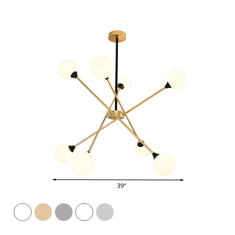 Spark Shape Hanging Light Simple Style Metal Chandelier Light with Orb Shade for Restaurant Clearhalo 'Ceiling Lights' 'Chandeliers' 'Clear' 'Industrial' 'Modern Chandeliers' 'Modern' 'Tiffany' 'Traditional Chandeliers' Lighting' 1523096