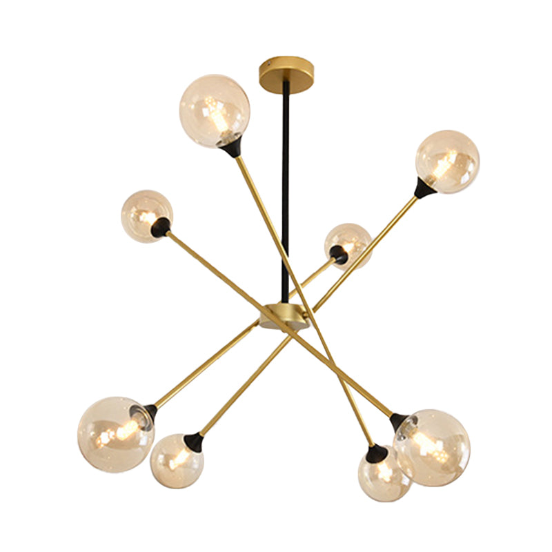 Spark Shape Hanging Light Simple Style Metal Chandelier Light with Orb Shade for Restaurant Clearhalo 'Ceiling Lights' 'Chandeliers' 'Clear' 'Industrial' 'Modern Chandeliers' 'Modern' 'Tiffany' 'Traditional Chandeliers' Lighting' 1523099