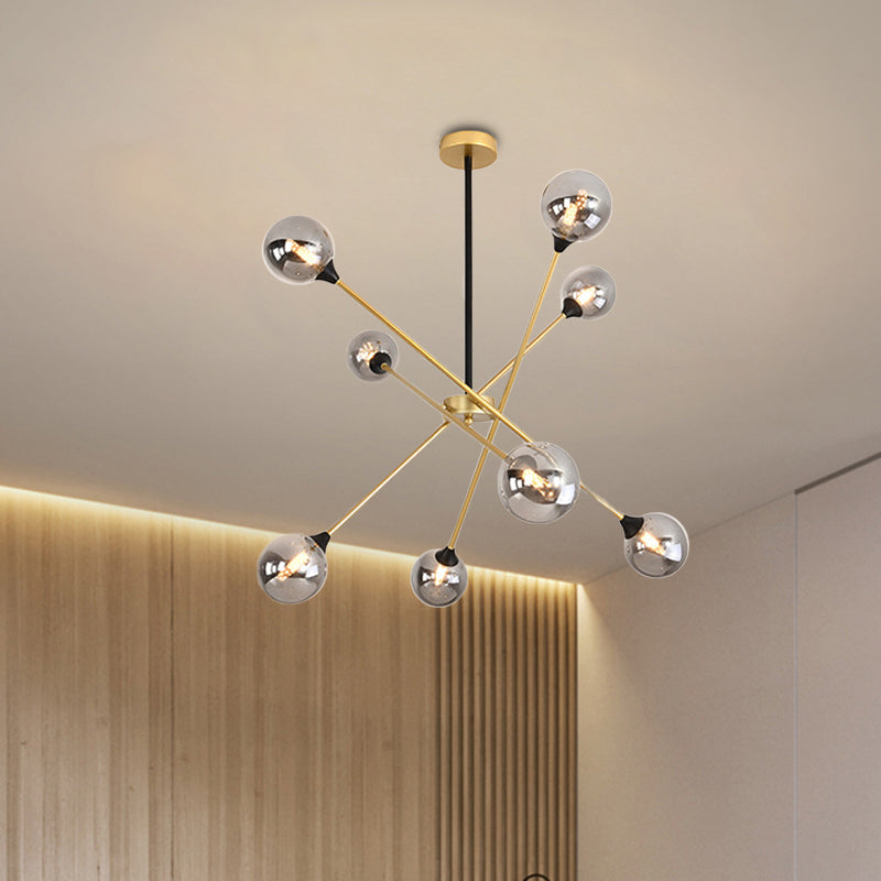 Spark Shape Hanging Light Simple Style Metal Chandelier Light with Orb Shade for Restaurant Clearhalo 'Ceiling Lights' 'Chandeliers' 'Clear' 'Industrial' 'Modern Chandeliers' 'Modern' 'Tiffany' 'Traditional Chandeliers' Lighting' 1523101