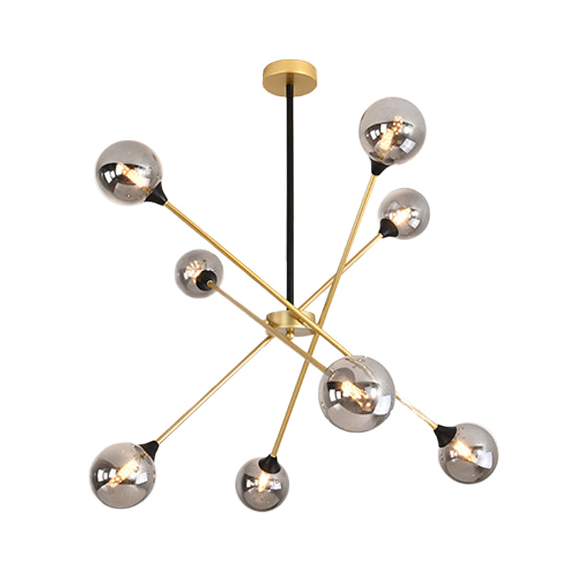 Spark Shape Hanging Light Simple Style Metal Chandelier Light with Orb Shade for Restaurant Clearhalo 'Ceiling Lights' 'Chandeliers' 'Clear' 'Industrial' 'Modern Chandeliers' 'Modern' 'Tiffany' 'Traditional Chandeliers' Lighting' 1523102