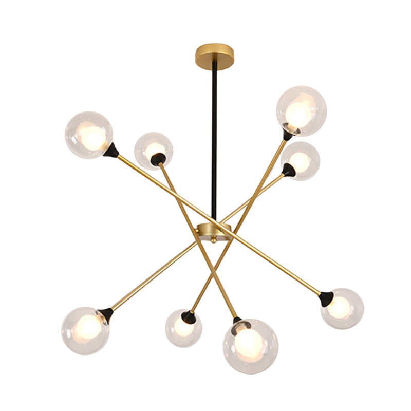 Spark Shape Hanging Light Simple Style Metal Chandelier Light with Orb Shade for Restaurant Clearhalo 'Ceiling Lights' 'Chandeliers' 'Clear' 'Industrial' 'Modern Chandeliers' 'Modern' 'Tiffany' 'Traditional Chandeliers' Lighting' 1523105