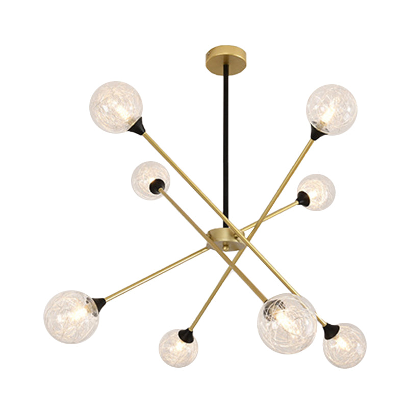 Spark Shape Hanging Light Simple Style Metal Chandelier Light with Orb Shade for Restaurant Clearhalo 'Ceiling Lights' 'Chandeliers' 'Clear' 'Industrial' 'Modern Chandeliers' 'Modern' 'Tiffany' 'Traditional Chandeliers' Lighting' 1523108