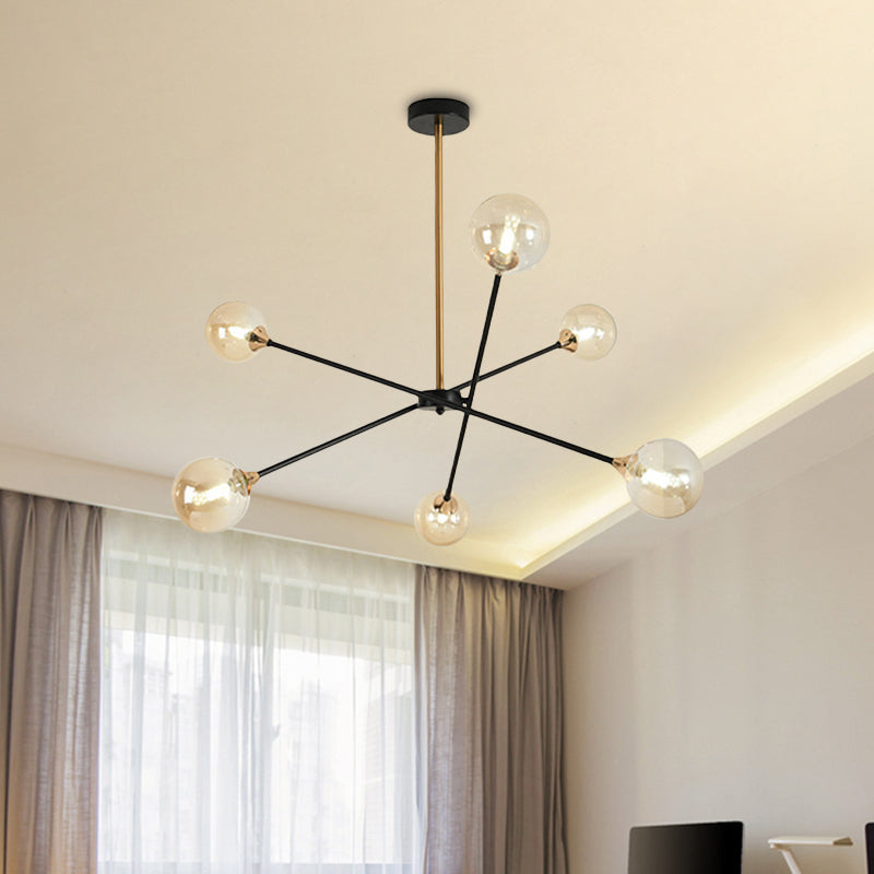 Simple Style Stacked Pendant Lamp with Bubble Shade Iron Chandelier for Hotel Living Room 6 Amber Clearhalo 'Ceiling Lights' 'Chandeliers' 'Clear' 'Industrial' 'Modern Chandeliers' 'Modern' 'Tiffany' 'Traditional Chandeliers' Lighting' 1523114