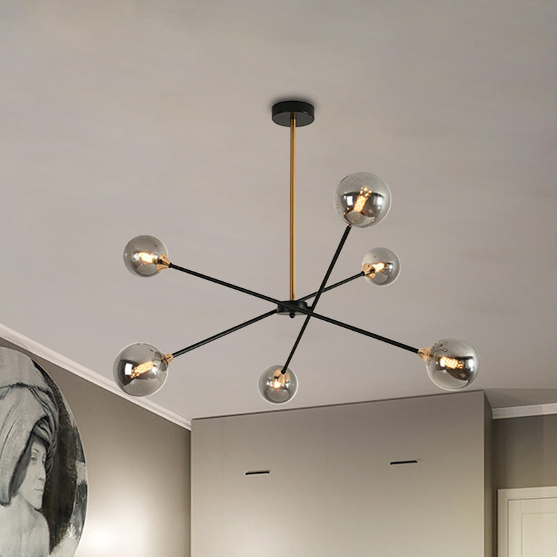 Simple Style Stacked Pendant Lamp with Bubble Shade Iron Chandelier for Hotel Living Room 6 Smoke Gray Clearhalo 'Ceiling Lights' 'Chandeliers' 'Clear' 'Industrial' 'Modern Chandeliers' 'Modern' 'Tiffany' 'Traditional Chandeliers' Lighting' 1523117