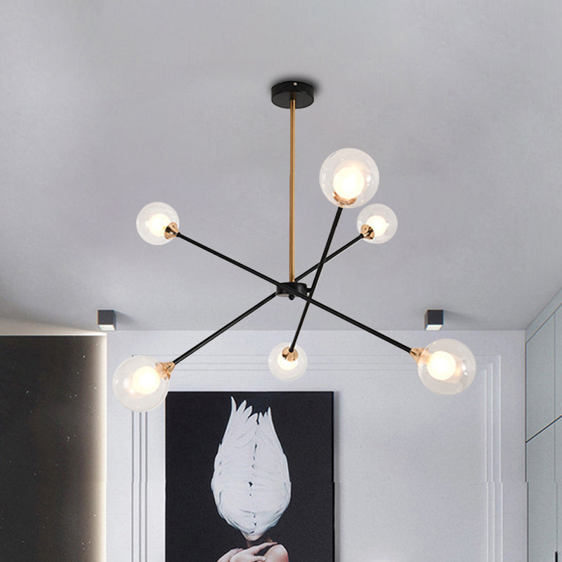 Simple Style Stacked Pendant Lamp with Bubble Shade Iron Chandelier for Hotel Living Room 6 Clear Clearhalo 'Ceiling Lights' 'Chandeliers' 'Clear' 'Industrial' 'Modern Chandeliers' 'Modern' 'Tiffany' 'Traditional Chandeliers' Lighting' 1523120