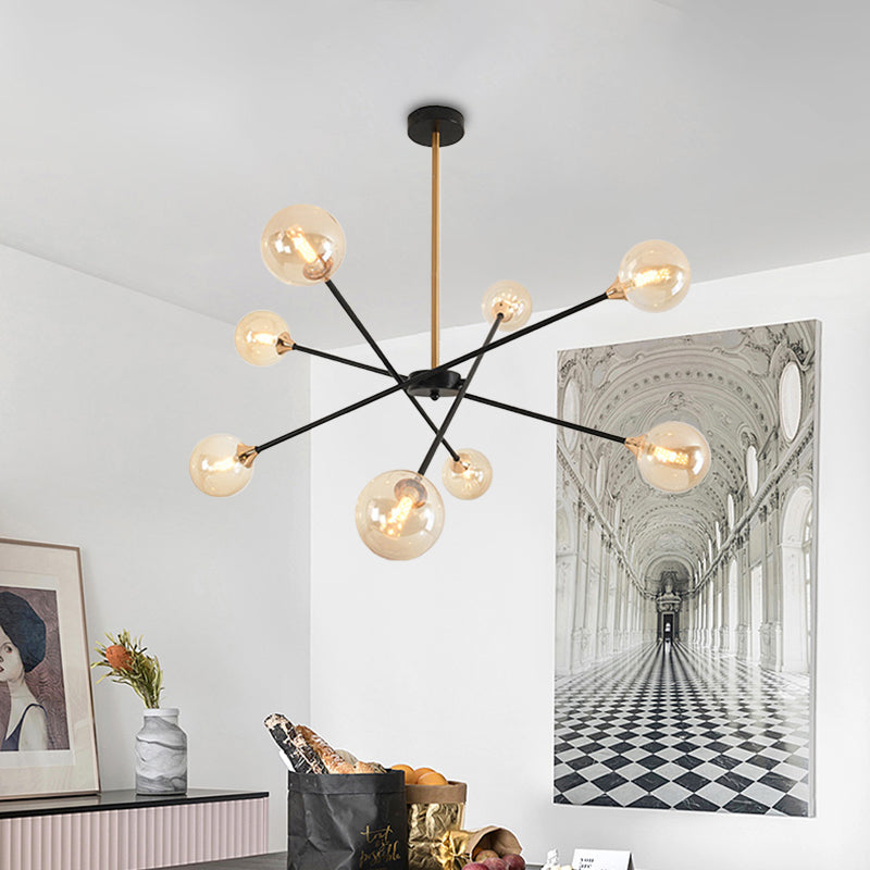 Simple Style Stacked Pendant Lamp with Bubble Shade Iron Chandelier for Hotel Living Room 8 Amber Clearhalo 'Ceiling Lights' 'Chandeliers' 'Clear' 'Industrial' 'Modern Chandeliers' 'Modern' 'Tiffany' 'Traditional Chandeliers' Lighting' 1523130