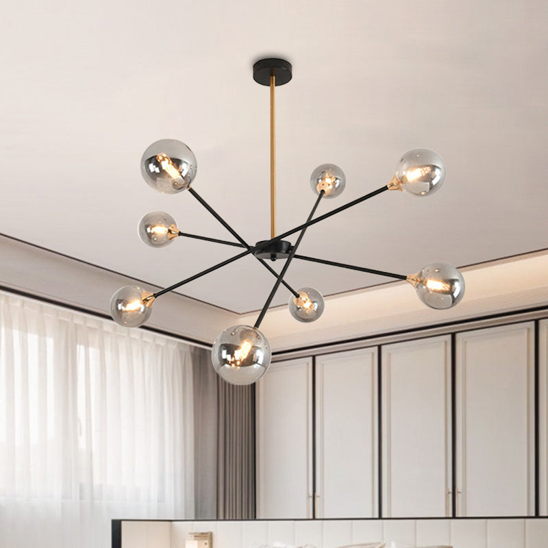 Simple Style Stacked Pendant Lamp with Bubble Shade Iron Chandelier for Hotel Living Room 8 Smoke Gray Clearhalo 'Ceiling Lights' 'Chandeliers' 'Clear' 'Industrial' 'Modern Chandeliers' 'Modern' 'Tiffany' 'Traditional Chandeliers' Lighting' 1523133