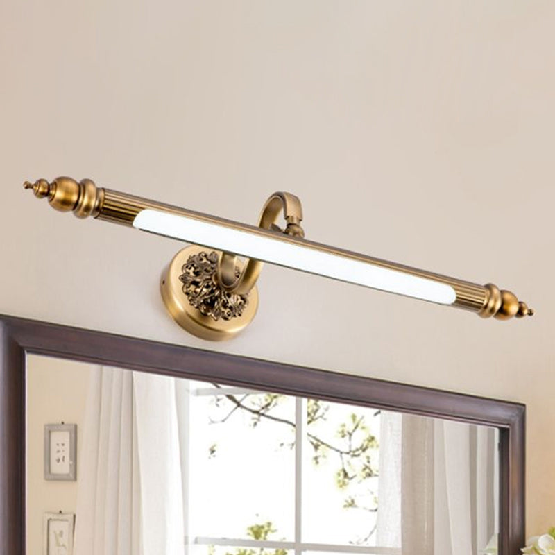 Brass Finish Tubular Wall Lamp Modernist 20"/24" Wide LED Metal Vanity Lighting in Warm/White Light over Mirror Clearhalo 'Cast Iron' 'Glass' 'Industrial' 'Modern wall lights' 'Modern' 'Tiffany' 'Traditional wall lights' 'Vanity Lights' 'Wall Lights' Lighting' 1523275