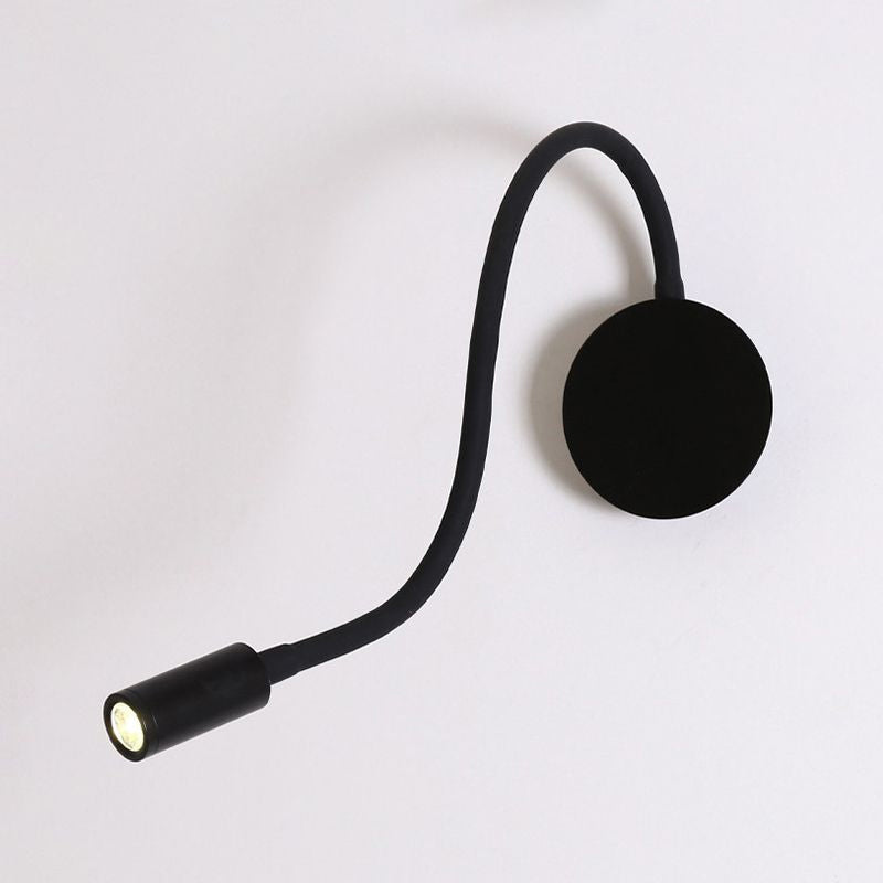 Adjustable Cylinder Reading Wall Light Contemporary Silicone and Metal LED Black/White Sconce Lamp Black Clearhalo 'Cast Iron' 'Glass' 'Industrial' 'Modern wall lights' 'Modern' 'Tiffany' 'Traditional wall lights' 'Wall Lamps & Sconces' 'Wall Lights' Lighting' 1523305