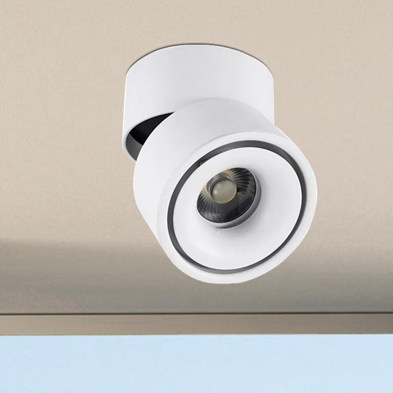 LED Bedroom Flush Mount Light with Round Metallic Shade Black/White Ceiling Fixture in Warm/White Lighting Clearhalo 'Cast Iron' 'Glass' 'Industrial' 'Modern wall lights' 'Modern' 'Tiffany' 'Traditional wall lights' 'Wall Lamps & Sconces' 'Wall Lights' Lighting' 1523308