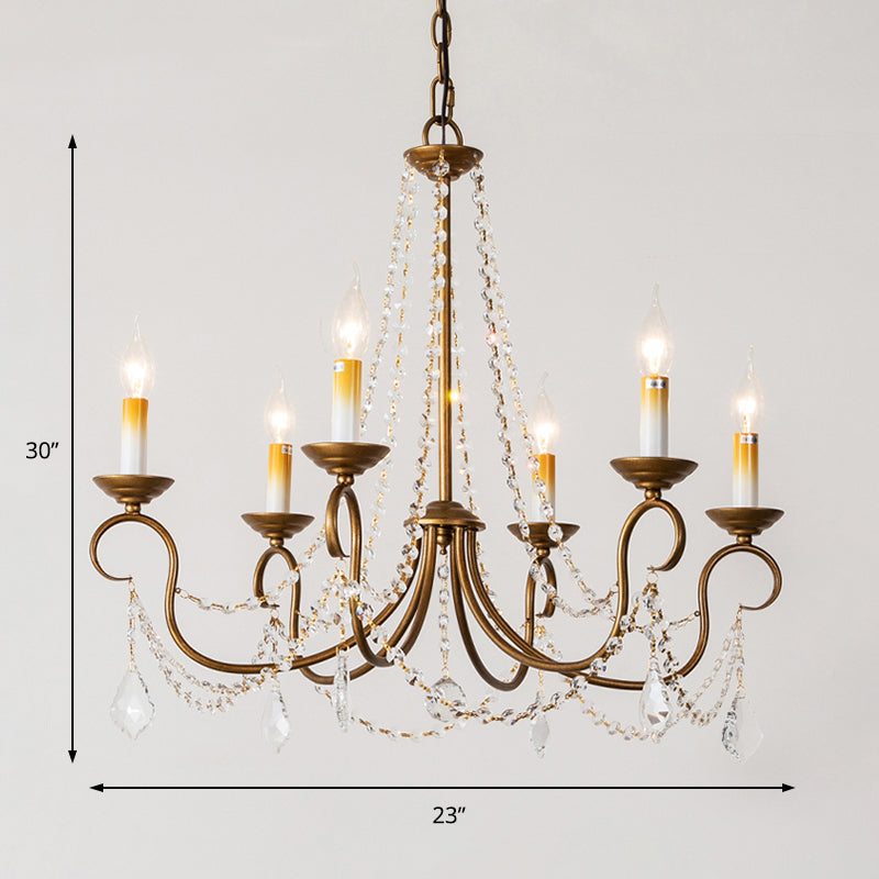 ヴィンテージ真鍮シャンデリアペンダントライトクリスタルビーズ