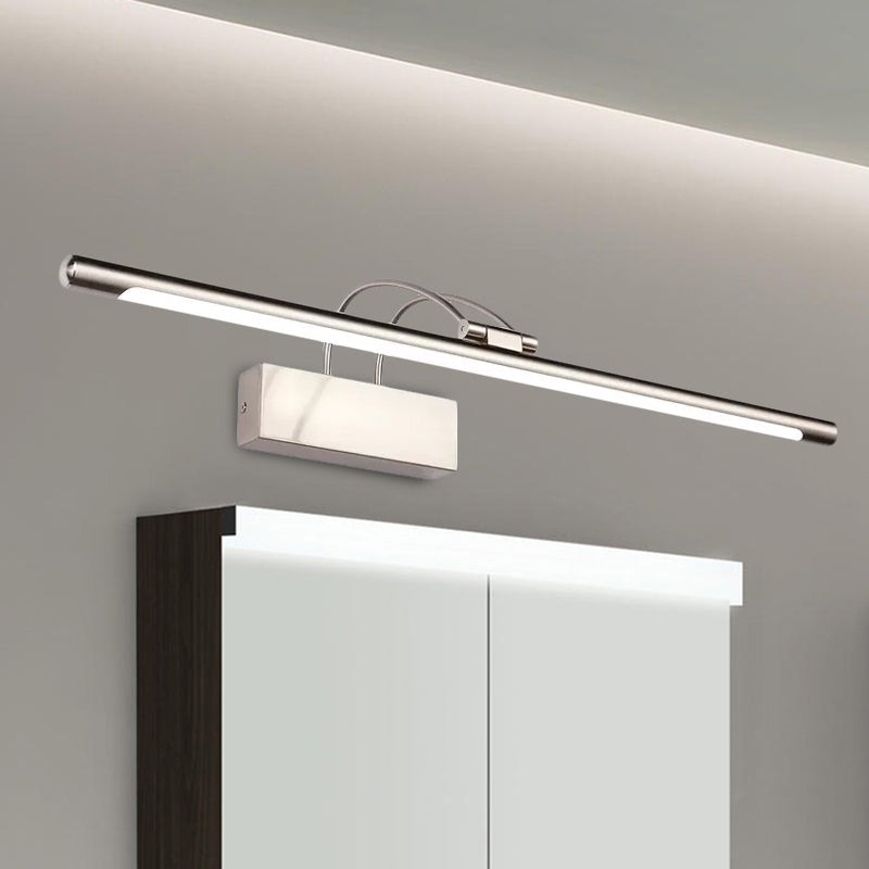 Simple Style Tube Vanity Wall Light Metal 18"/21.5" W LED Bathroom Wall Sconce in Nickel/Brushed Brass, Warm/White Lighting Clearhalo 'Cast Iron' 'Glass' 'Industrial' 'Modern wall lights' 'Modern' 'Tiffany' 'Traditional wall lights' 'Vanity Lights' 'Wall Lights' Lighting' 1523313