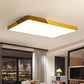 Gold Metal and Wood Flush Ceiling Mount Lamp with Square/Rectangular Acrylic Diffuser Modern LED Ceiling Flush Mount for Bedroom in Warm/White/Neutral, 16"/19.5"/25.5" W Clearhalo 'Ceiling Lights' 'Close To Ceiling Lights' 'Close to ceiling' 'Flush mount' Lighting' 152349