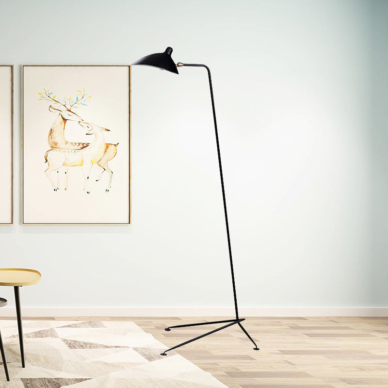 1/3-Light Living Room Floor Lamp with Duckbill Metal Shade Modern Style Black Finish Floor Standing Lamp Clearhalo 'Floor Lamps' 'Lamps' Lighting' 1523503