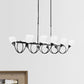 Black Cup Shape Chandelier Light Vintage 6/8/10 Lights White Glass Led Pendant Lamp Kit with Linear Design Clearhalo 'Ceiling Lights' 'Chandeliers' 'Modern Chandeliers' 'Modern' Lighting' 1523546