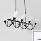 Black Cup Shape Chandelier Light Vintage 6/8/10 Lights White Glass Led Pendant Lamp Kit with Linear Design Clearhalo 'Ceiling Lights' 'Chandeliers' 'Modern Chandeliers' 'Modern' Lighting' 1523547