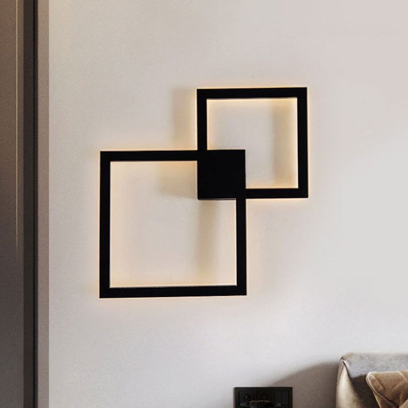 LED Dining Room Sconce Light with Picture-Frame Acrylic Shade Black/White Wall Lighting Ideas in Warm/White Light Black Clearhalo 'Cast Iron' 'Glass' 'Industrial' 'Modern wall lights' 'Modern' 'Tiffany' 'Traditional wall lights' 'Wall Lamps & Sconces' 'Wall Lights' Lighting' 1523632