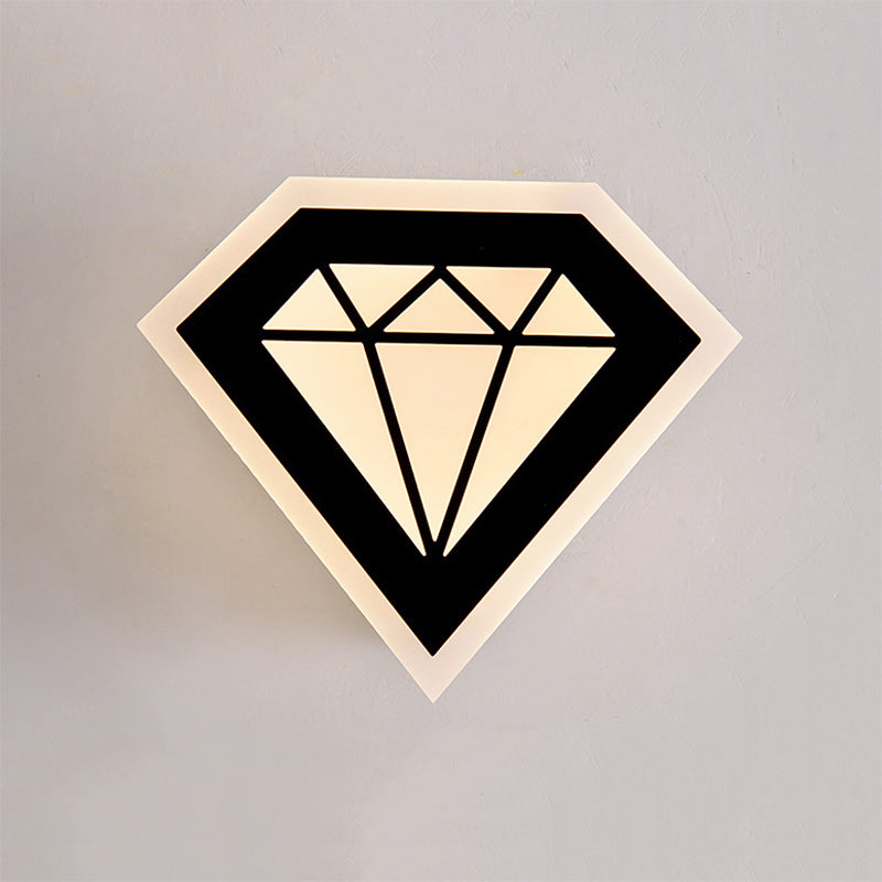 Acrylic Diamond Bedside Wall Lamp Contemporary LED Black/White Sconce Light Fixture in Warm/White Light Black Clearhalo 'Cast Iron' 'Glass' 'Industrial' 'Modern wall lights' 'Modern' 'Tiffany' 'Traditional wall lights' 'Wall Lamps & Sconces' 'Wall Lights' Lighting' 1523669