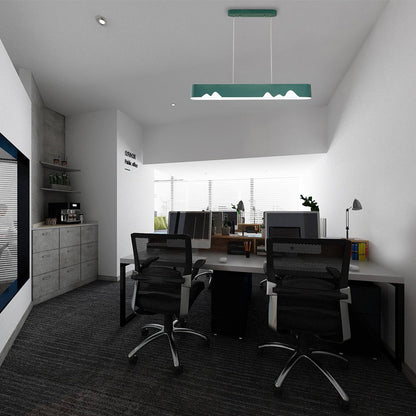 White/Black/Green Rectangular Linear Chandelier Modern Led Metal Hanging Ceiling Light in White/Warm Light, 35.5"/47" Wide Green Clearhalo 'Ceiling Lights' 'Chandeliers' 'Modern Chandeliers' 'Modern' Lighting' 152478