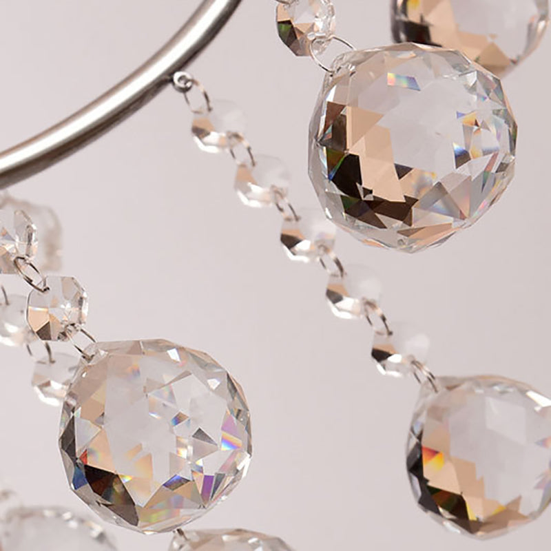 Silver Chandelier Lighting Fixture Vintage Metal 3/5-Head Ceiling Lamp with Candle and Crystal Ball Decoration Clearhalo 'Ceiling Lights' 'Chandeliers' 'Modern Chandeliers' 'Modern' Lighting' 152669