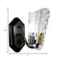 Modernist Black Wall Light Metal Curved Arm 1 Light Sconce Lighting Fixture with Clear Crystal Panel Clearhalo 'Modern wall lights' 'Modern' 'Wall Lamps & Sconces' 'Wall Lights' Lighting' 152794
