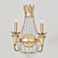 2 Lights Empire Wall Light Vintage Style Metal Wall Lamp with Clear Crystal Bead in Champagne Finish Clearhalo 'Modern wall lights' 'Modern' 'Wall Lamps & Sconces' 'Wall Lights' Lighting' 152941