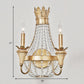 2 Lights Empire Wall Light Vintage Style Metal Wall Lamp with Clear Crystal Bead in Champagne Finish Clearhalo 'Modern wall lights' 'Modern' 'Wall Lamps & Sconces' 'Wall Lights' Lighting' 152942