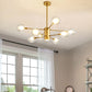 6/8 Lights Living Room Chandelier Lamp with Ball Clear Glass Shade Modern Gold Ceiling Hang Light 8 Gold Clearhalo 'Ceiling Lights' 'Chandeliers' 'Glass shade' 'Glass' 'Modern Chandeliers' 'Modern' Lighting' 152962