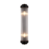 Pipe Wall Mounted Lamp Modern Style Clear Crystal and Metal 2 Lights Sconce Fixture in Black for Bedside Clearhalo 'Modern wall lights' 'Modern' 'Wall Lamps & Sconces' 'Wall Lights' Lighting' 153035
