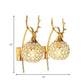 Metal Deer Head Wall Sconce Lodge Style 1/2-Bulb Wall Mount Light with Crystal Dome Shade in Chrome/Gold Clearhalo 'Modern wall lights' 'Modern' 'Wall Lamps & Sconces' 'Wall Lights' Lighting' 153111