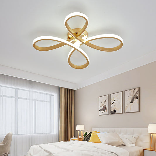 Nordic Clover Flush Mount Light Acrylic Gold LED Ceiling Flush Mount for Bedroom in Warm/White, 21.5"/25.5" Wide Gold White Clearhalo 'Ceiling Lights' 'Close To Ceiling Lights' 'Close to ceiling' 'Semi-flushmount' Lighting' 153158
