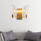 Rectangle Backplate Metal Wall Lamp Modern Gold 1/2-Head Sconce Light Fixture with Clear Prismatic Glass Shade 2.0 Gold Clearhalo 'Modern wall lights' 'Modern' 'Wall Lamps & Sconces' 'Wall Lights' Lighting' 153305