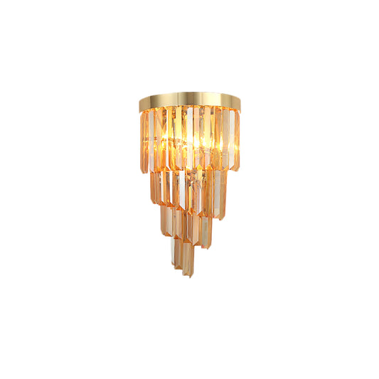 Contemporary Spiral Wall Mount Light Metal 2 Lights Wall Lamp with Faceted Crystal in Clear/Amber for Living Room Clearhalo 'Modern wall lights' 'Modern' 'Wall Lamps & Sconces' 'Wall Lights' Lighting' 153325