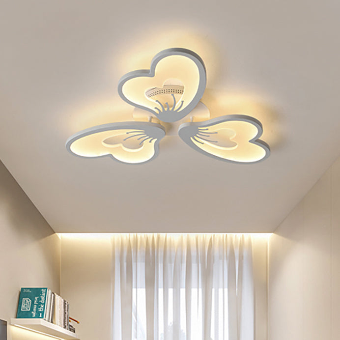 Flower Flush Mount Light Simple Style Acrylic White 3/5 Heads LED Bedroom Ceiling Mounted Light in Warm/White Clearhalo 'Ceiling Lights' 'Close To Ceiling Lights' 'Close to ceiling' 'Flush mount' Lighting' 153345