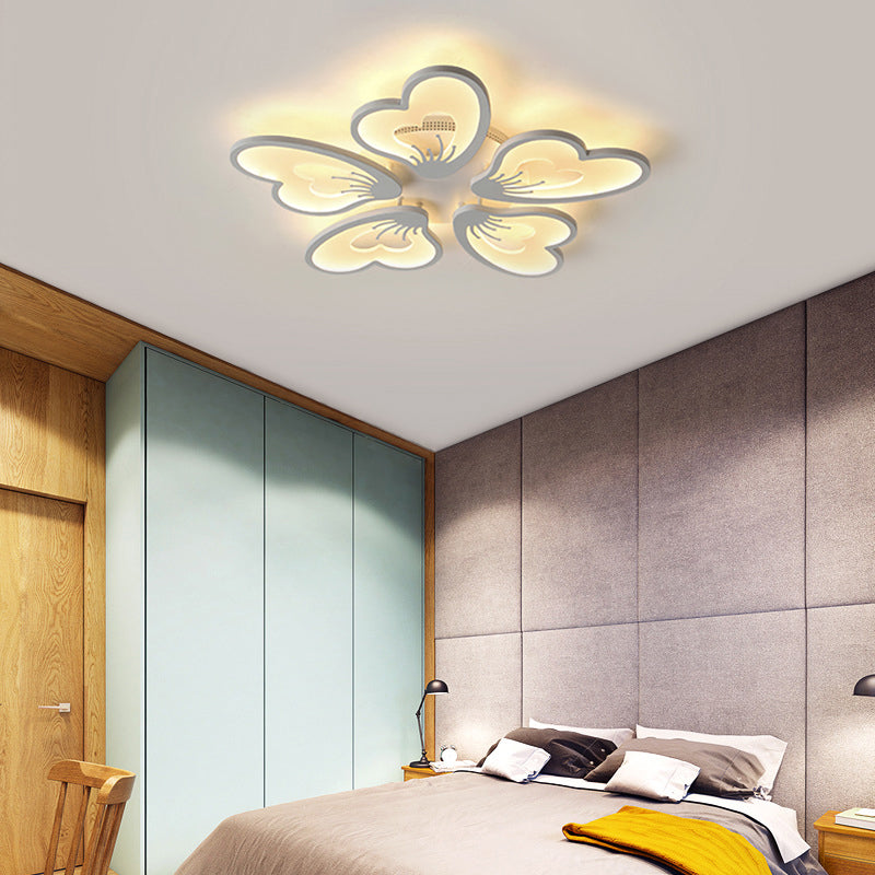 Flower Flush Mount Light Simple Style Acrylic White 3/5 Heads LED Bedroom Ceiling Mounted Light in Warm/White Clearhalo 'Ceiling Lights' 'Close To Ceiling Lights' 'Close to ceiling' 'Flush mount' Lighting' 153349